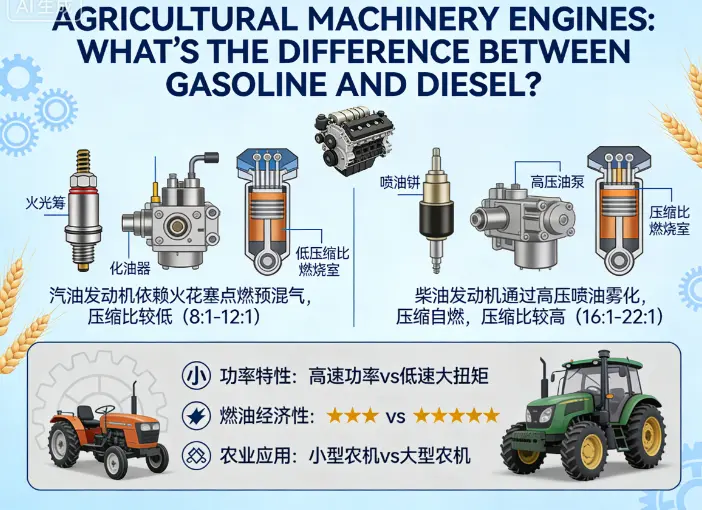 Động cơ máy nông nghiệp: Sự khác biệt giữa xăng và dầu diesel là gì?